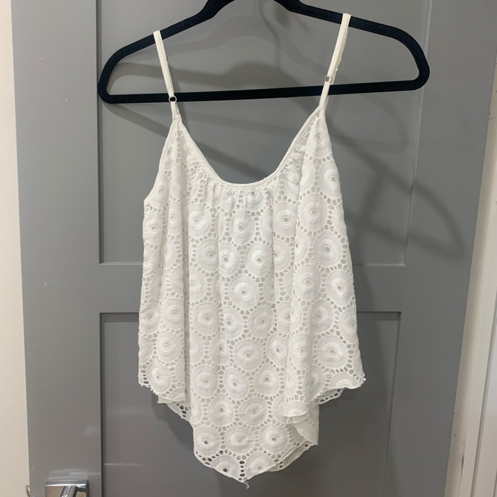 LIV White Embroidered Tank Top